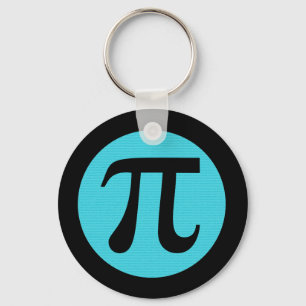 Math geek Pi symbol, blue on black Keychain