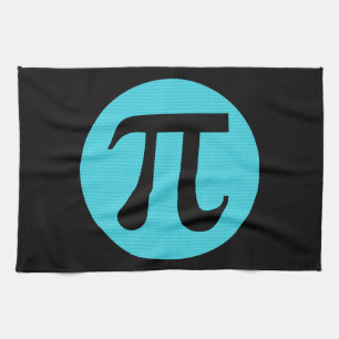 Math geek Pi symbol, blue on black Kitchen Towel