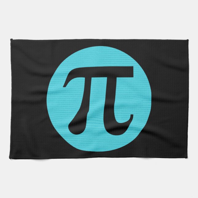 Math geek Pi symbol, blue on black Kitchen Towel (Horizontal)