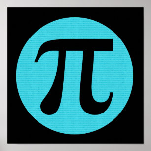 Math geek Pi symbol, blue on black Poster
