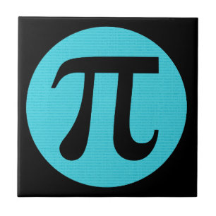 Math geek Pi symbol, blue on black Tile