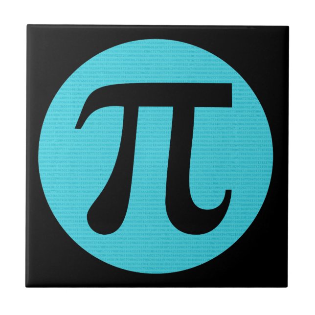 Math geek Pi symbol, blue on black Tile (Front)