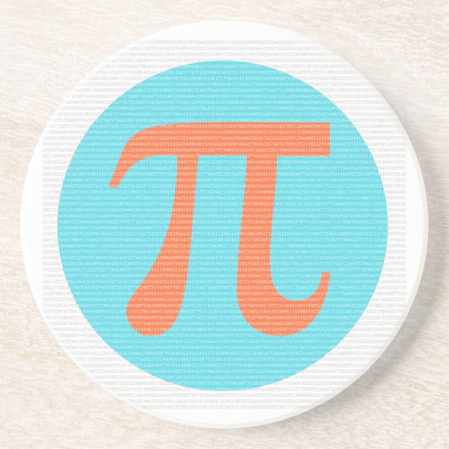 Math geek Pi symbol, orange and blue Coaster (Front)