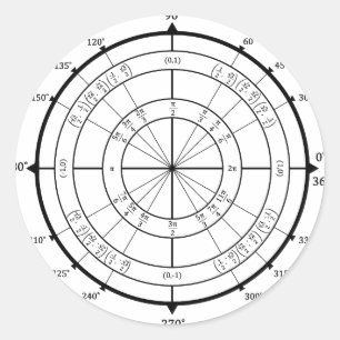 Math Geek Unit Circle Classic Round Sticker