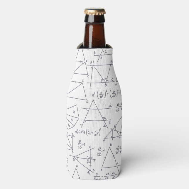 Math Hand Written Calculations Charts Pattern Bottle Cooler (Bottle Front)