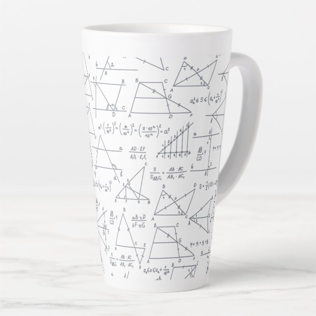 Math Hand Written Calculations Illustrations Latte Mug (Right Angle)
