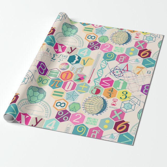 Math in color (pink) wrapping paper (Unrolled)
