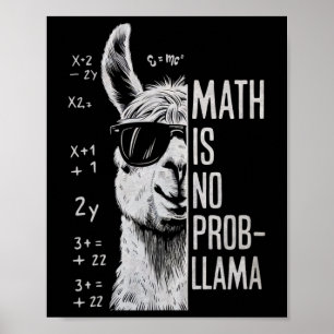 Math Is No Prob-llama Funny Llama Man Women Poster