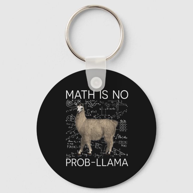 Math is No Prob-Llama - Math Llama Teacher Keychain (Front)