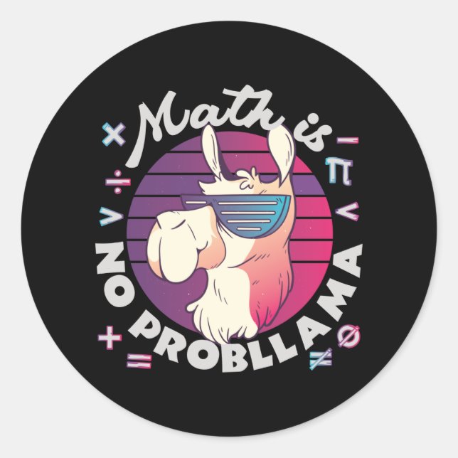 Math Is No ProbLlama Classic Round Sticker (Front)