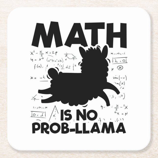 Math Lama | Mathematics Teacher School Gift Idea Square Paper Coaster (Front)