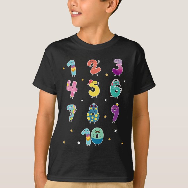 Math Learning Cute Numbers Prek Mathematics T-Shirt (Front)