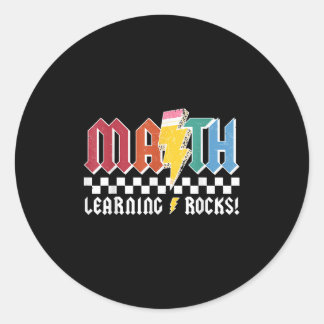 Math Learning Rocks Abcd Teacher Rock &amp; Roll B Classic Round Sticker