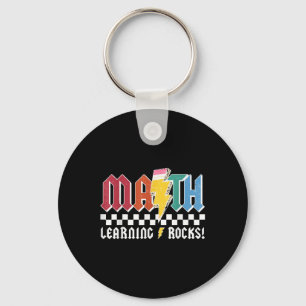 Math Learning Rocks Abcd Teacher Rock & Roll B Keychain