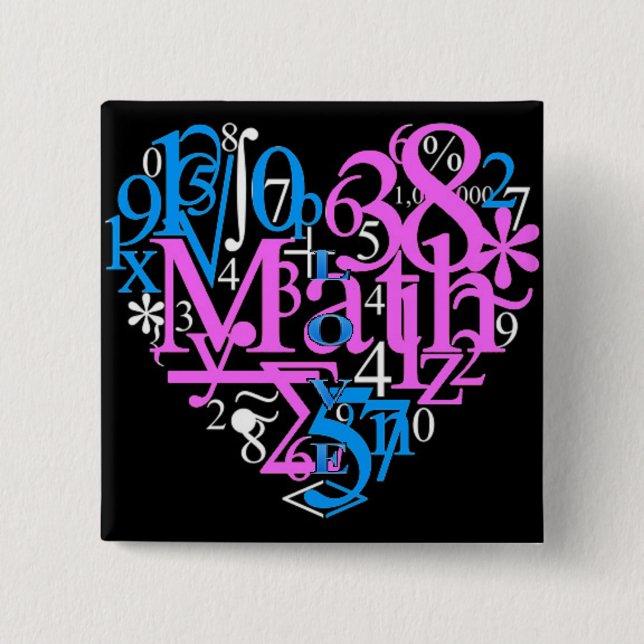 Math Love 2 Inch Square Button (Front)