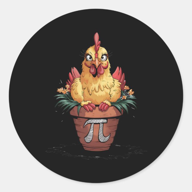 Math Lover Geek 3.14 Funny Chicken Pot Pi Day  Classic Round Sticker (Front)