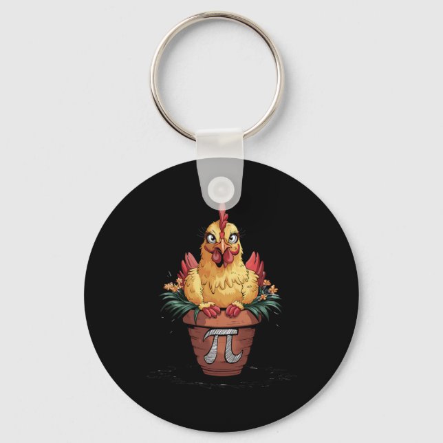 Math Lover Geek 3.14 Funny Chicken Pot Pi Day  Keychain (Front)