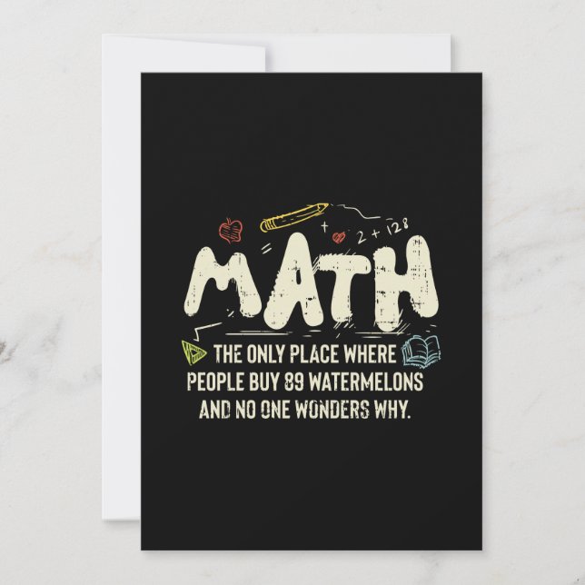 Math  Mathematics Math Teacher Gift Invitation (Front)