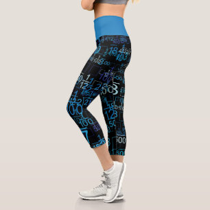 Math Mathematics Numbers Fractions Pattern Capri Leggings
