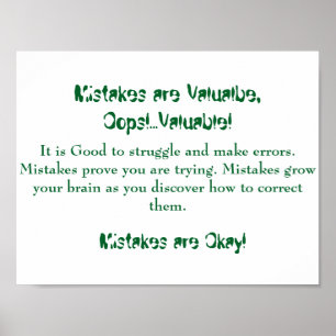 Math Mindsets Poster-Mistakes are Good Poster