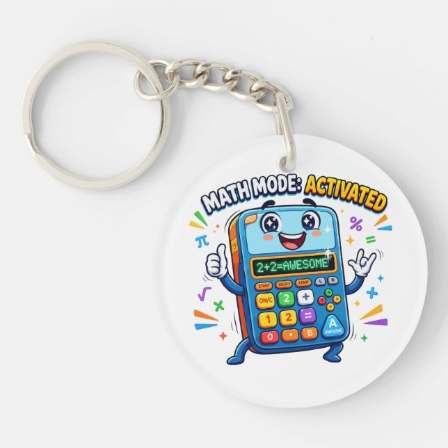 Math Mode Activated Calculator Cute School Keychain (Front)