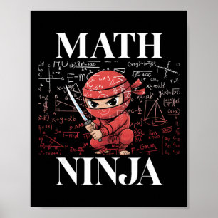 Math Ninja Algebra Calculus Mathematics Student Te Poster
