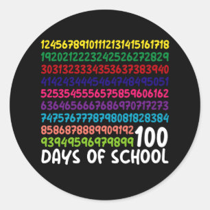 Math Numbers 100th Day of School Teacher Kids  Classic Round Sticker