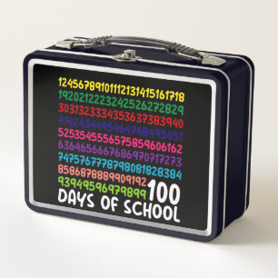 Math Numbers 100th Day of School Teacher Kids Metal Lunch Box