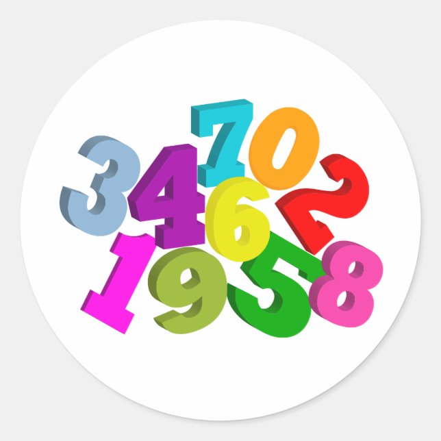 math numbers in colour classic round sticker (Front)