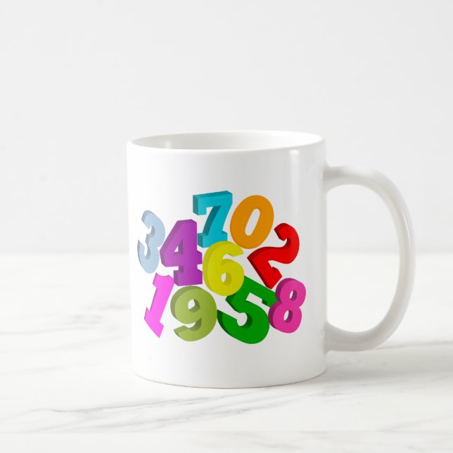 math numbers in colour coffee mug (Right)
