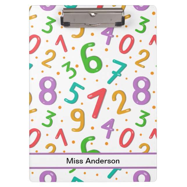  Math Numbers Pattern Customizable Teacher's Clipboard (Front)