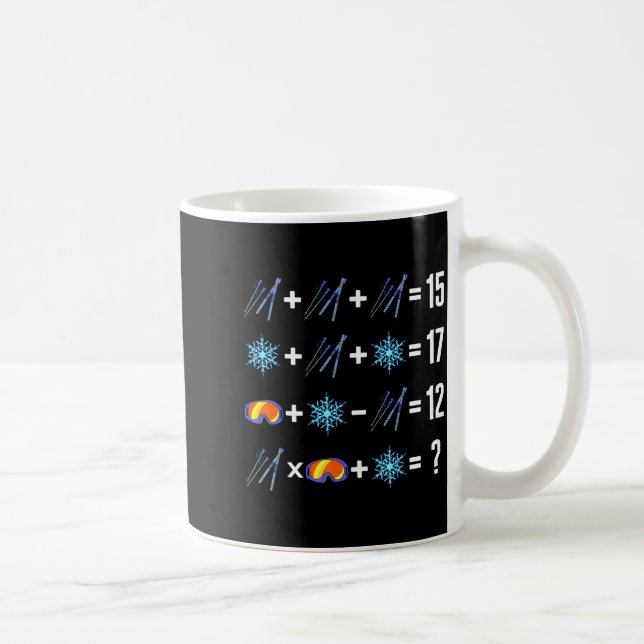 Math order of operation skiing snow flakes goggles coffee mug (Right)