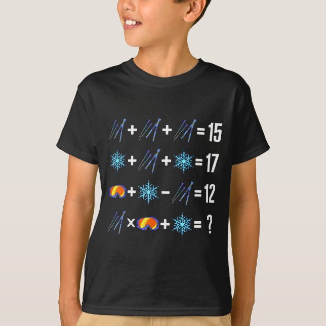Math order of operation skiing snow flakes goggles T-Shirt (Front)