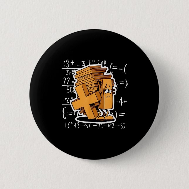 Math Overload Funny Equation Cartoon  2 Inch Round Button (Front)