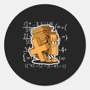Math Overload Funny Equation Cartoon  Classic Round Sticker