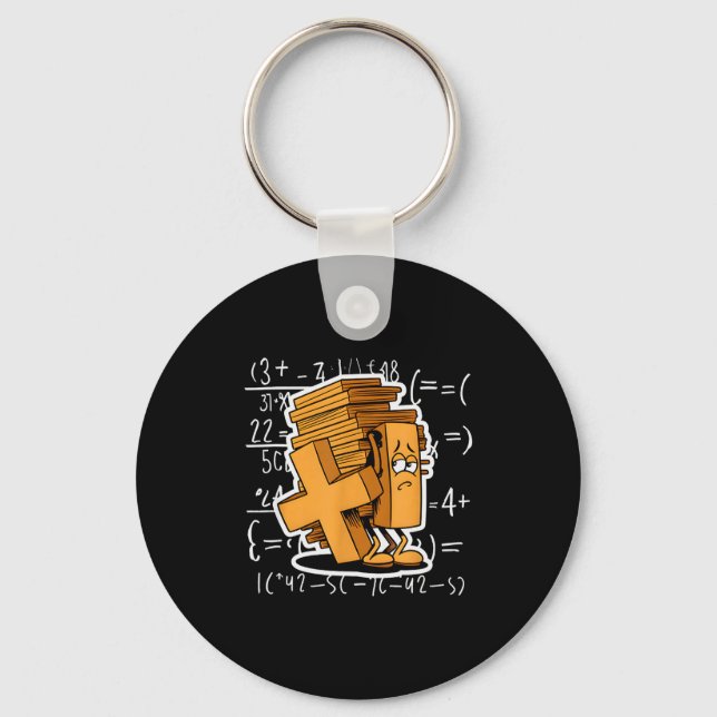 Math Overload Funny Equation Cartoon  Keychain (Front)