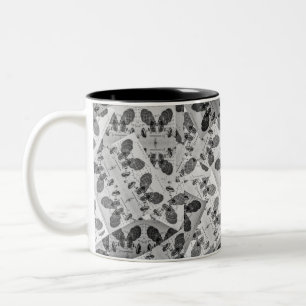 Math patchwork black and white Two-Tone coffee mug