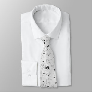 Math Pattern Black and White Tie
