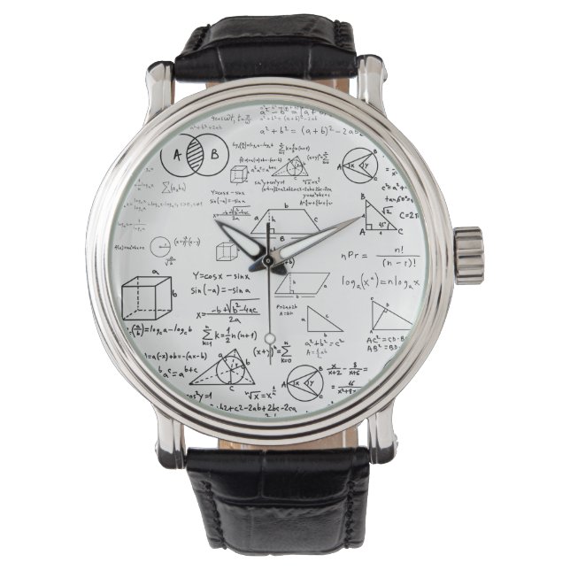 math pattern science school sketch drawing geek ma watch (Front)