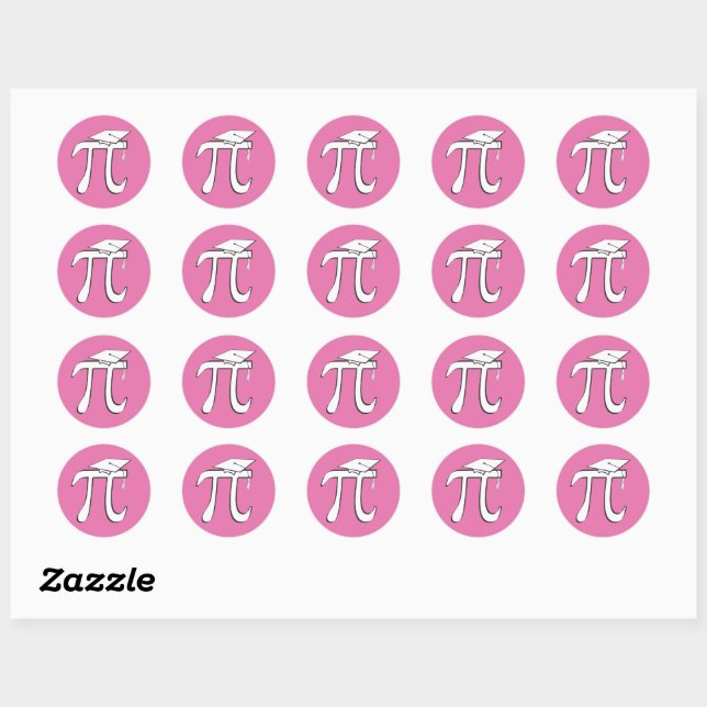 Math Pi Graduate PINK Pi Grad Stickers (Sheet)