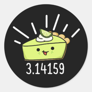 Math Pi Number Funny Pie Pun Dark BG Classic Round Sticker