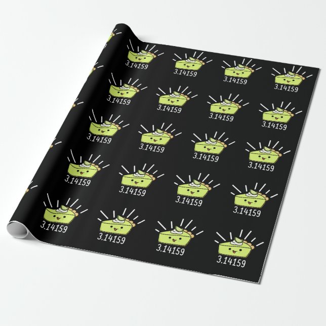 Math Pi Number Funny Pie Pun Dark BG Wrapping Paper (Unrolled)