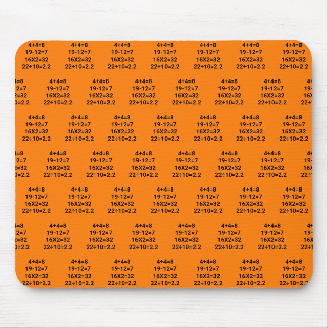 Math Problems on orange Mouse Pad (Front)