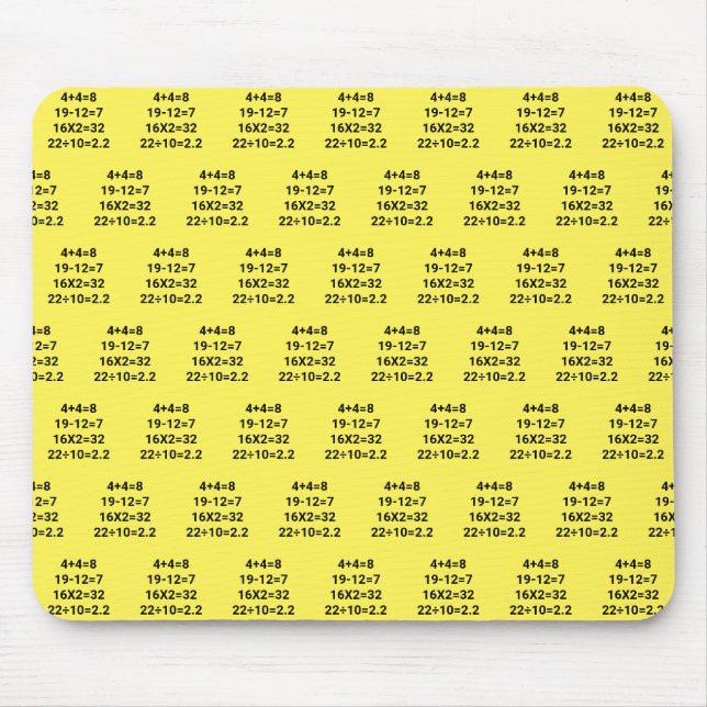 Math Problems on yellow Mouse Pad (Front)