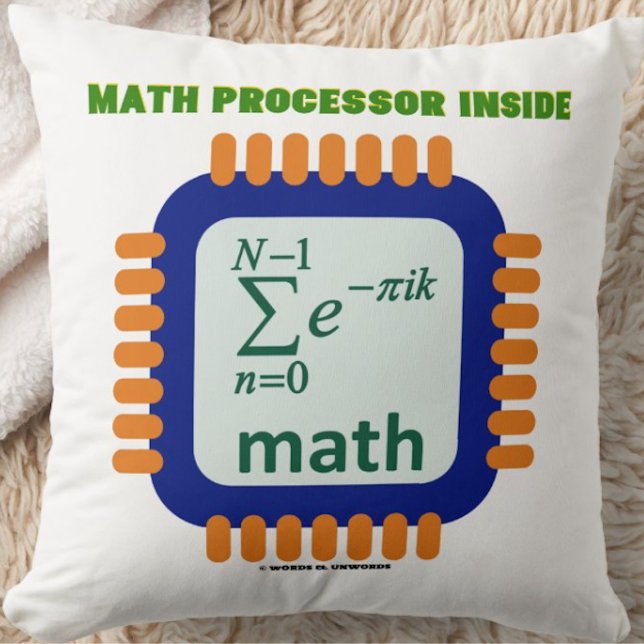 Math Processor Inside Semiconductor Chip Equation Throw Pillow (Throw pillow for semiconductor/math/programmer people featuring the saying "Math Processor Inside")