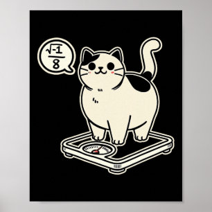 Math Pun Cat i Overate I Over 8 Funny Math Teacher Poster