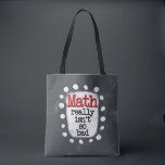 Math Really Isn't So Bad Tote Bag<br><div class="desc">A fun mathematics themed typographic piece with the words "Math Really Isn't So Bad". It's grey and white with black and red text and white whimsical dots surrounding the phrase.</div>