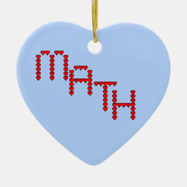 Math Red Hearts Text Ceramic Ornament (Front)