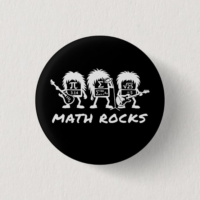 Math Rocks Academic Rock Band Humor 1 Inch Round Button (Front)