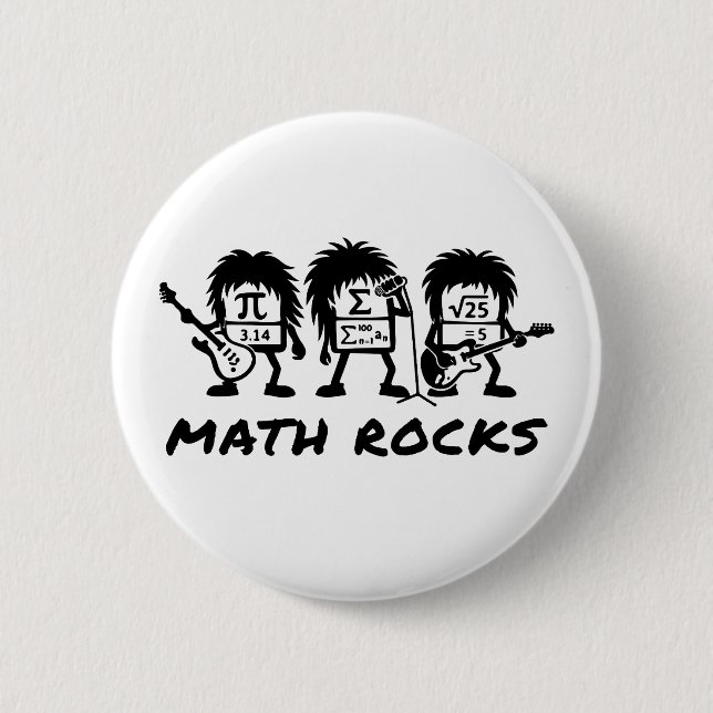 Math Rocks Academic Rock Band Humor 2 Inch Round Button (Front)